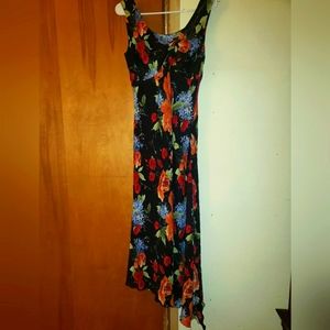 Black Tribal Floral Sleeveless Dress, Women's Size 4